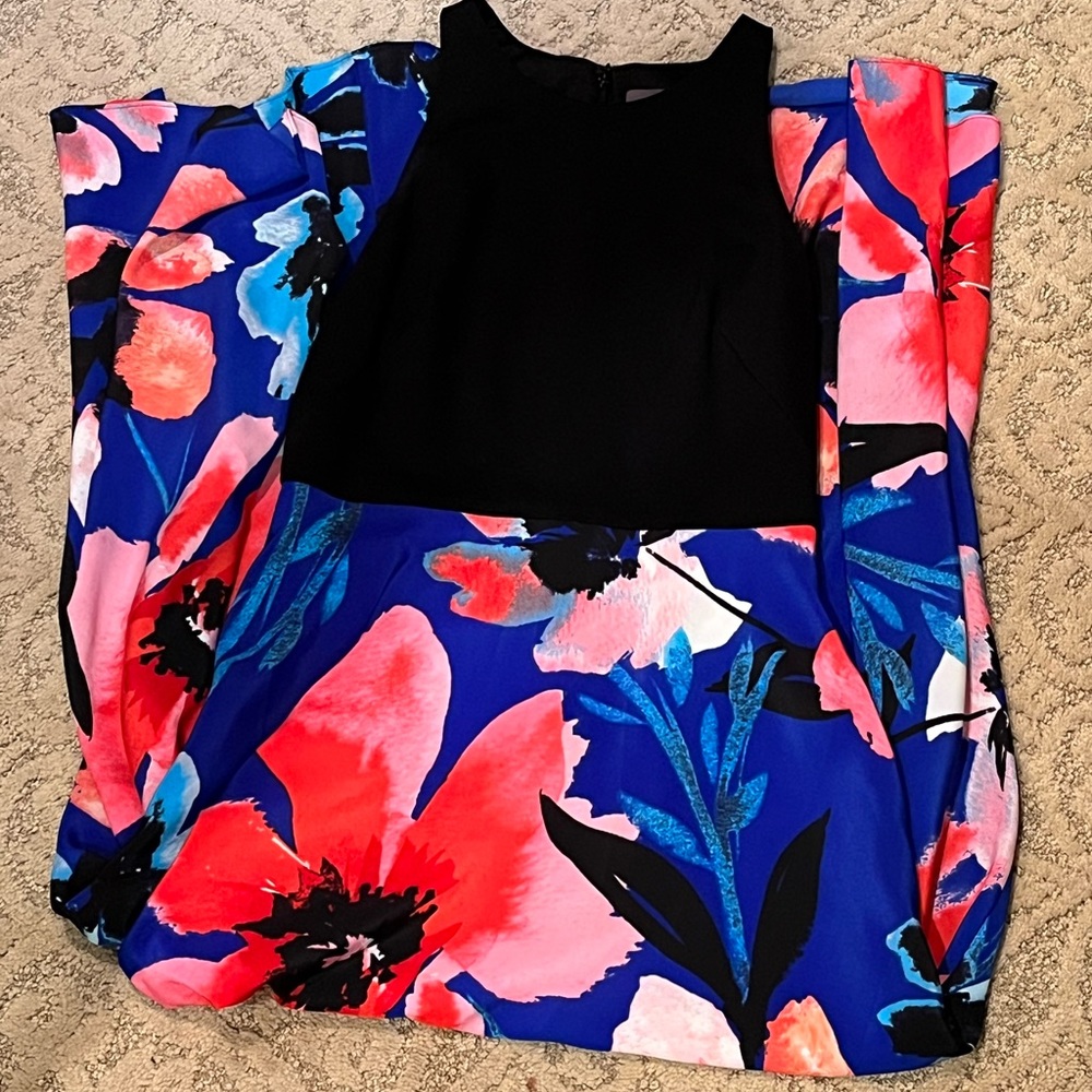 Vince Camuto High/Low Sleeveless Dress Black and Floral Contrast Size 2 - Picture 3 of 8